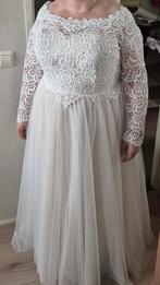 Mooie bruidsjurk maat 48/50 Bianco Evento” ivoor/roze, Ophalen, Zo goed als nieuw, Wit, Trouwjurk