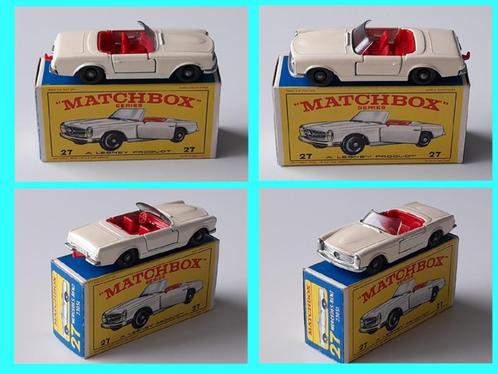 (1) Matchbox Lesney nr 27D Mercedes Benz 230SL  + Orig E3-Bo, Hobby en Vrije tijd, Modelauto's | Overige schalen, Zo goed als nieuw