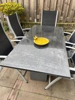 Granieten tuintafel eventueel met 5 stoelen, Tuin en Terras, Tuintafels, Ophalen, Zo goed als nieuw, Rechthoekig, Overige materialen