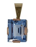 Blauwe topaas 14k gouden ketting hanger bicolor fraai dames