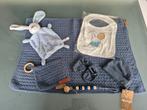 Zelfgehaakte babydekentje set blauw grijs, Ophalen of Verzenden, Nieuw