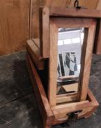 Oud houten scheer spiegel, doosje.. spiegel, Antiek en Kunst, Ophalen, Rechthoekig, Minder dan 50 cm