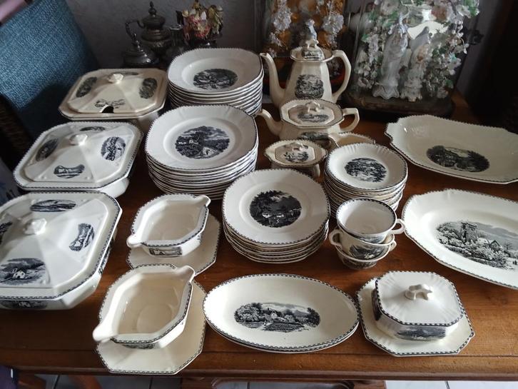 2 de set serviesdelen societe ceramique serie landschap, Antiek en Kunst, Antiek | Servies los, Ophalen of Verzenden