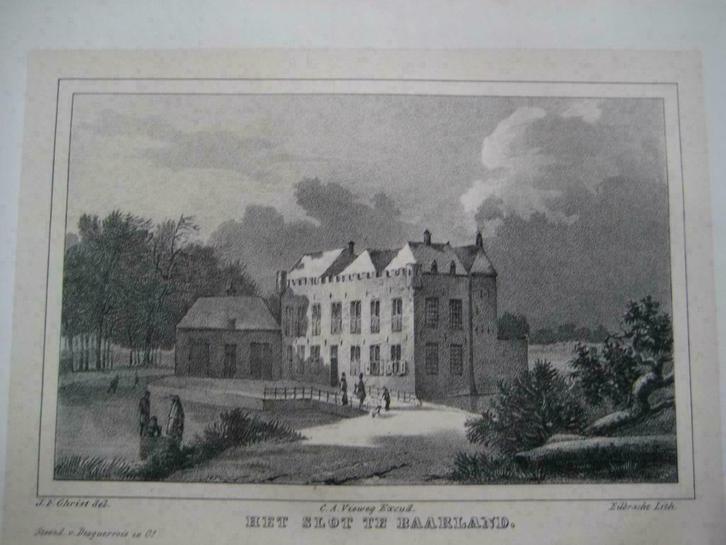 48 / Baarland / Bakendorp Slot Baarland Litho 1846, Antiek en Kunst, Kunst | Litho's en Zeefdrukken, Ophalen of Verzenden
