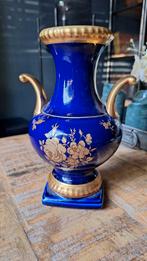 Vaas cobalt blauw met goud beschilderd porselein, zie foto's, Antiek en Kunst, Ophalen of Verzenden
