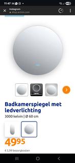 Spiegel met lamp, Minder dan 50 cm, Rond, Ophalen of Verzenden, Zo goed als nieuw