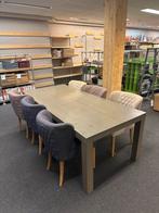 Eettafel met 6 stoelen - 220x100 cm, Ophalen, Gebruikt, 200 cm of meer, 50 tot 100 cm
