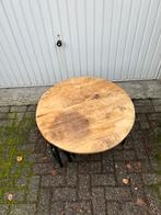 Set 3 houten bijzettafels met metalen onderstel, Huis en Inrichting, Tafels | Bijzettafels, Rond, 55 tot 75 cm, Zo goed als nieuw