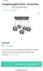 Hanglamp 5 lichts Apples smoke glas, Minder dan 50 cm, Nieuw, Ophalen of Verzenden, Glas
