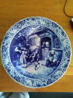 Delfts Blauw Wandbord Tafereel van Ostade unicum, Antiek en Kunst, Ophalen of Verzenden