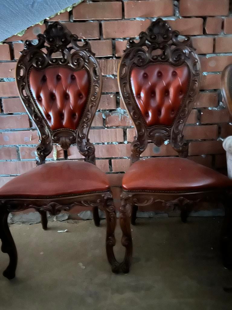 4-italiaanse-barok-eetkamer-stoelen-leder-antiek-meubels