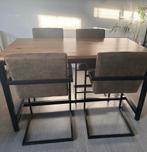 4 hoge donkergroene eetkamerstoelen (kruk met leuning), Huis en Inrichting, Stoelen, Ophalen of Verzenden, Zo goed als nieuw, Grijs