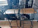 Twee metalen trolley's met houten planken, Ophalen of Verzenden, Zo goed als nieuw