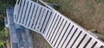 teakhouten ligbed met wielen en tafeltje. verstelbaar, Tuin en Terras, Ophalen, Gebruikt, Teakhout, Verstelbaar