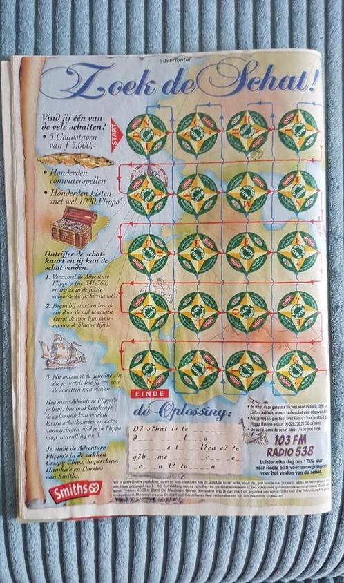 Adventure Flippo`s advertentie Zoek de Schat!, schatkaart 1, Verzamelen, Flippo's, Overige typen, Adventure, Ophalen of Verzenden