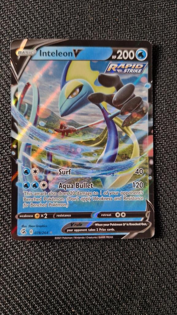Inteleon V 078/264 Sword&Shield Fusion Strike Pokemon, Ophalen of Verzenden, Zo goed als nieuw, Losse kaart