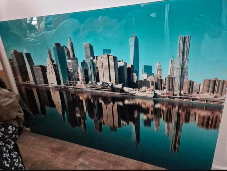 New York Skyline schilderij glas, Huis en Inrichting, Woonaccessoires | Schilderijen, Tekeningen en Foto's, Zo goed als nieuw