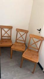 Gratis houten IKEA stoelen, Huis en Inrichting, Stoelen, Drie, Gebruikt, Bruin, Ophalen