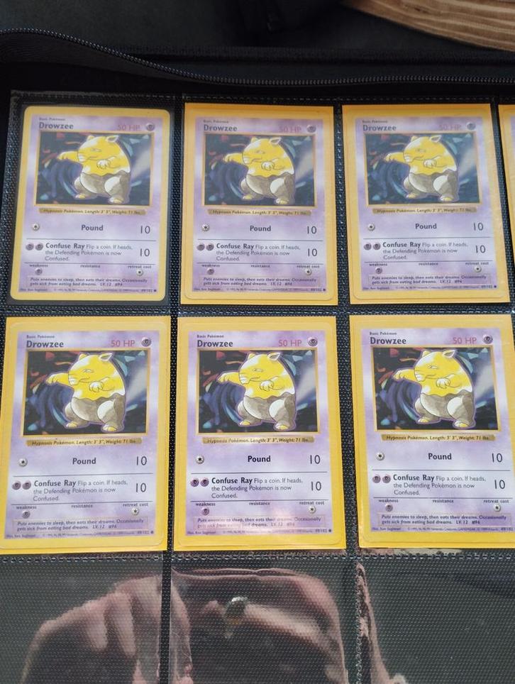 6x shadowless Drowzee Pokemon kaarten Base set, Hobby en Vrije tijd, Verzamelkaartspellen | Pokémon, Zo goed als nieuw, Meerdere kaarten