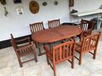 Houten tuintafel met 6 stoelen, Tuin en Terras, Tuintafels, Ophalen of Verzenden, Gebruikt, Rechthoekig, Hout