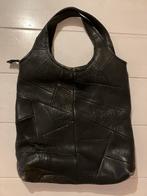 Zwarte Lederen Patchwork Shopper, Ophalen of Verzenden, Gebruikt, Zwart, Shopper