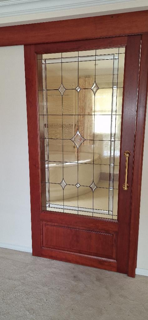 Schuifdeur glas in lood, Ophalen, Gebruikt, Binnendeur, Schuifdeur