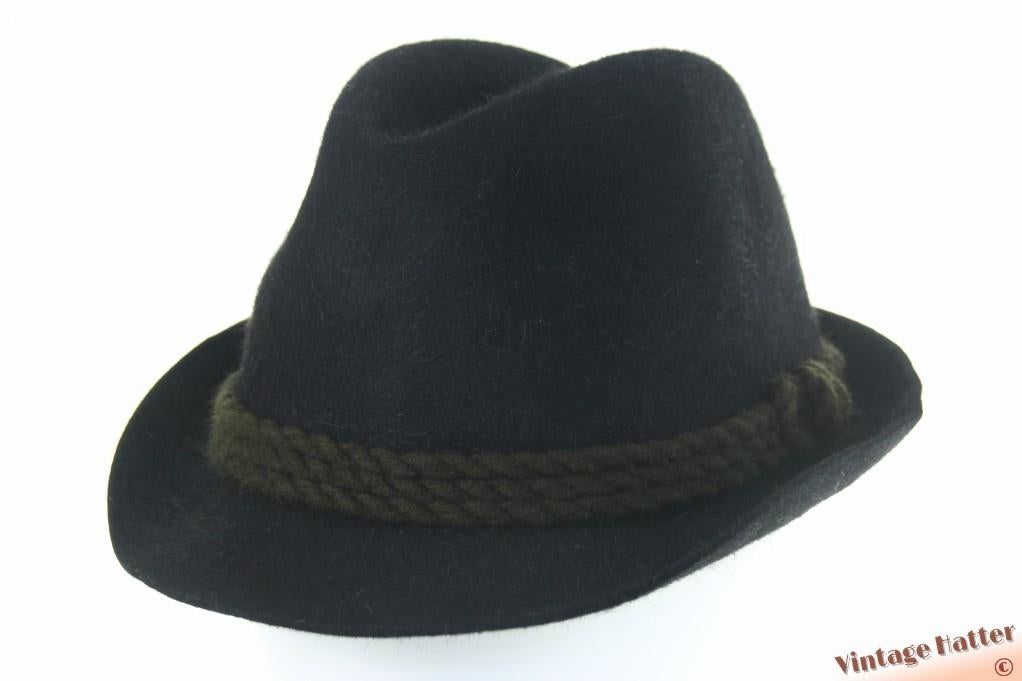 Vintage Jacht gleufhoed Canda zwart haarvilt 58 goede staat, Hoed, Ophalen of Verzenden, Zo goed als nieuw, 58 of 59 cm (L, 7¼ of ⅜ inch)