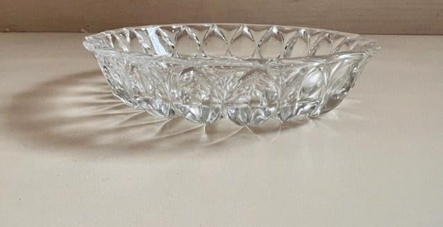 Bonbon schaal geperst Bleikristal transparant glas, Schaal, Rond, Ophalen of Verzenden, Glas