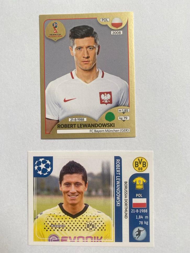 Robert Lewandowski Panini Stickers - WK 2018 & CL 2011/12, Verzamelen, Sportartikelen en Voetbal, Zo goed als nieuw, Poster, Plaatje of Sticker