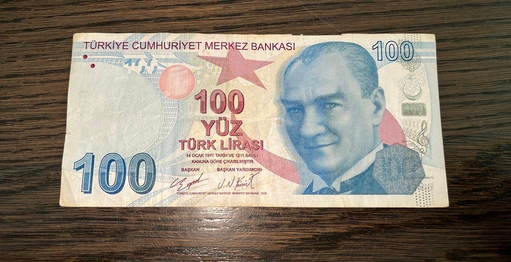 100 Lira Turkije turks brief geld 1970, Ophalen of Verzenden, Overige landen
