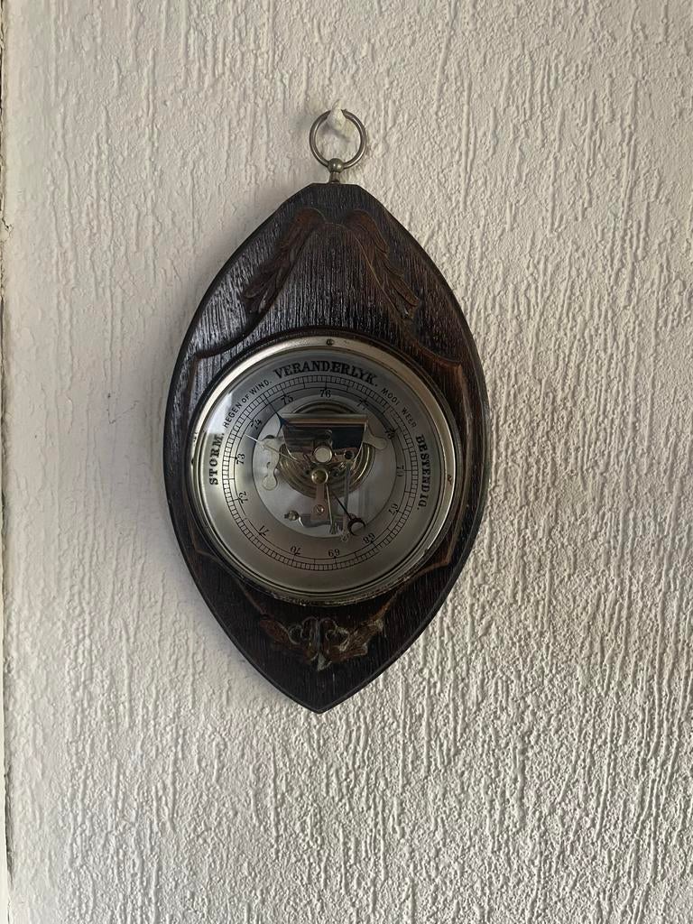Antieke Barometer - Houten Wanddecoratie, Ophalen, Gebruikt, Barometer