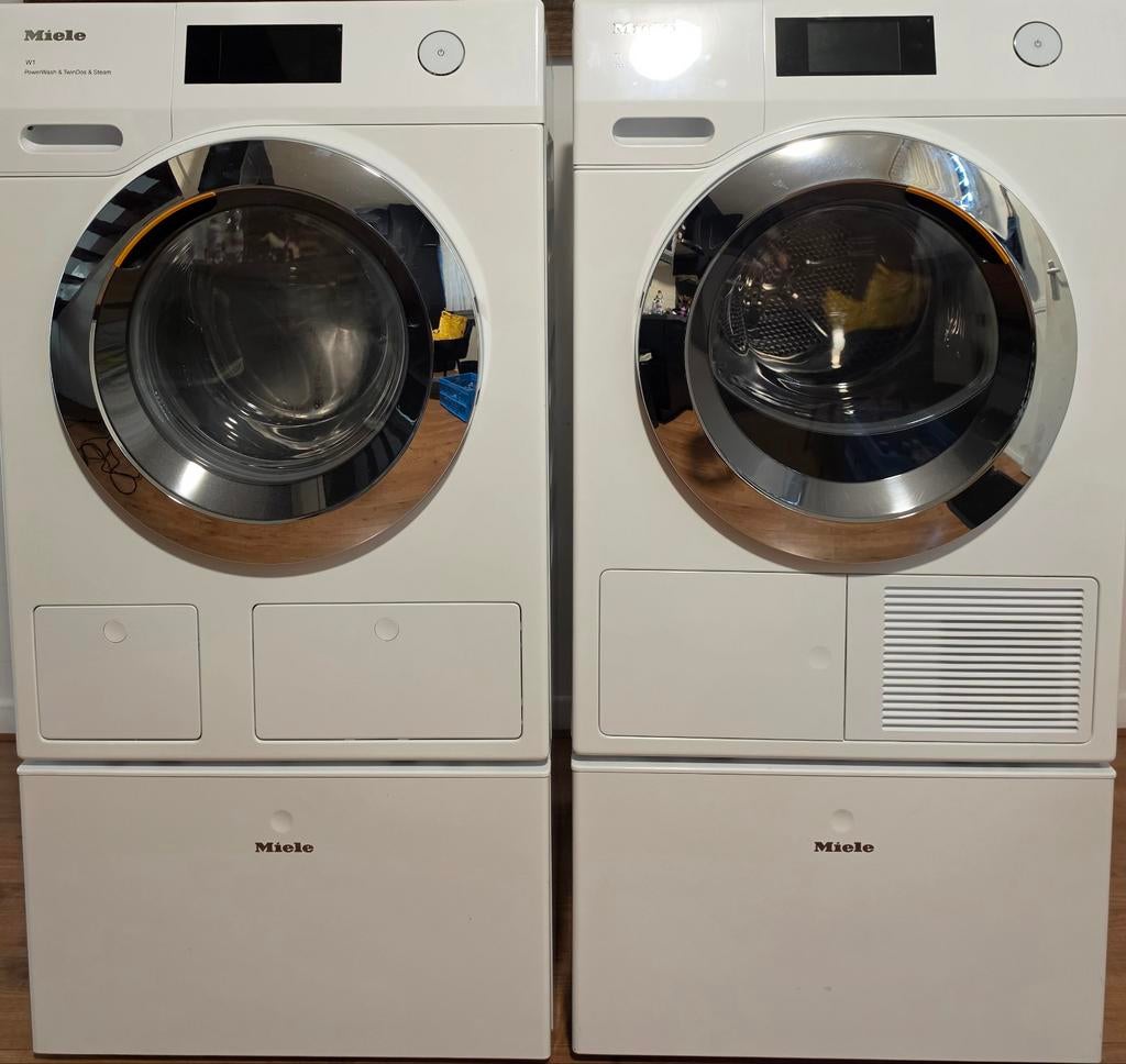 Miele high end topset wasmachine en warmtepompdroger 9 kg, Witgoed en Apparatuur, Wasmachines, 8 tot 10 kg, Minder dan 85 cm, 1200 tot 1600 toeren