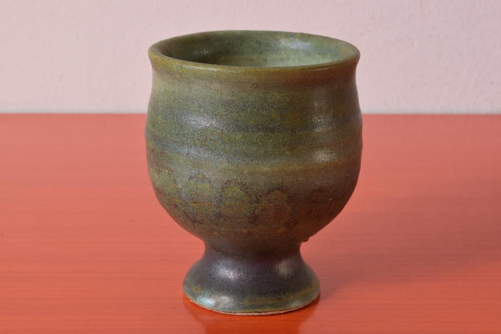 Retro vintage Loré Beesel bloempotje met voet, Ophalen of Verzenden
