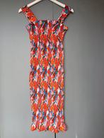 Jurk mt S , gesmockt nauwsluitend model, rood en blauw, Ophalen of Verzenden, Maat 36 (S), Onbekend, Zo goed als nieuw