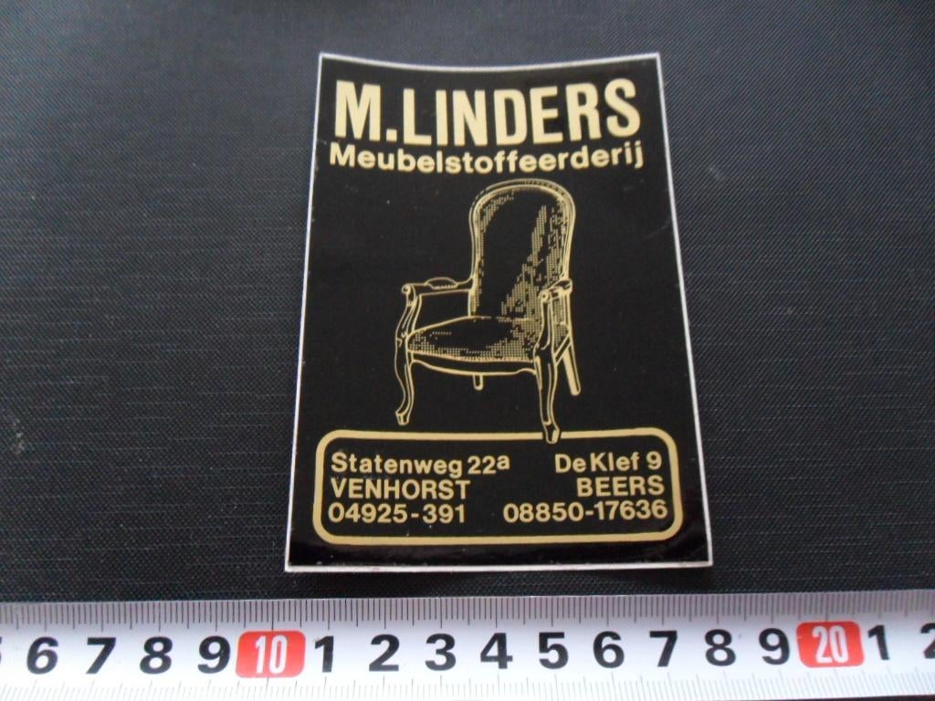 sticker Venhorst Beers M. LINDERS Meubelstoffeerderij, Ophalen, Zo goed als nieuw