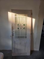 Antieke paneeldeur met glas-in-lood, Doe-het-zelf en Verbouw, Deuren en Horren, Ophalen, Gebruikt, 80 tot 100 cm, Binnendeur