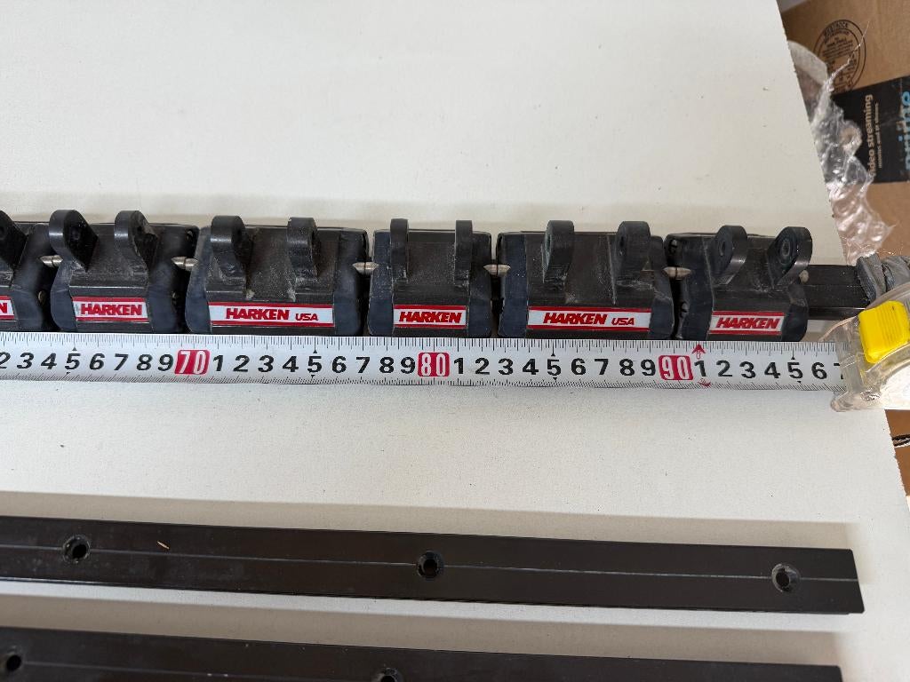 Grootzeil rail met Harken Karren, Watersport en Boten, Ophalen of Verzenden, Gebruikt, Lijn of Blok