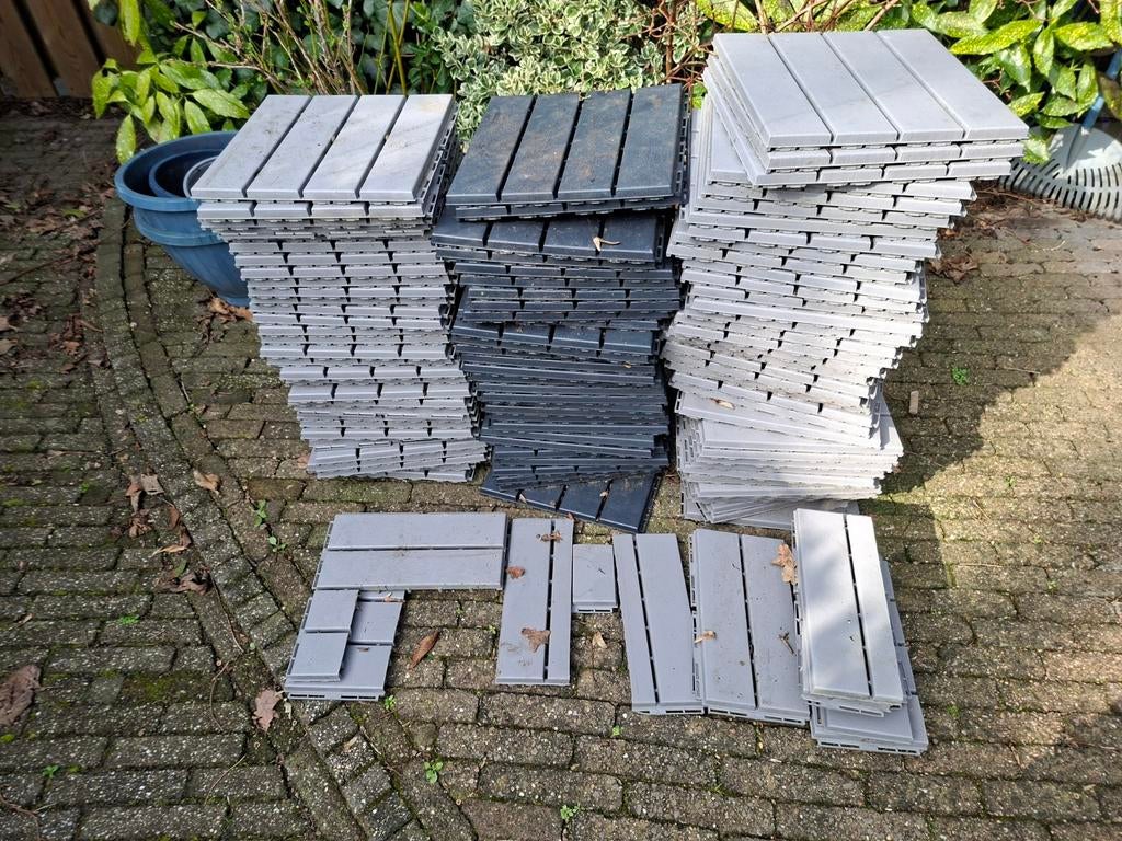 Vlondertegels 30x30 cm - Lichtgrijs en Donkergrijs, Tuin en Terras, Tegels en Klinkers, Ophalen of Verzenden, Gebruikt, Beton