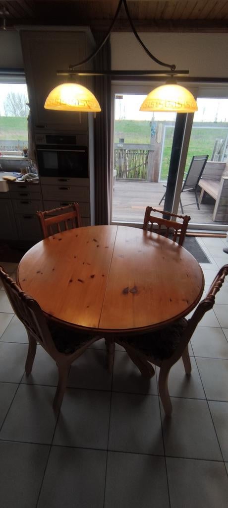Ronde grenen eettafel uitschuifbaar 120 cm, Huis en Inrichting, Ophalen
