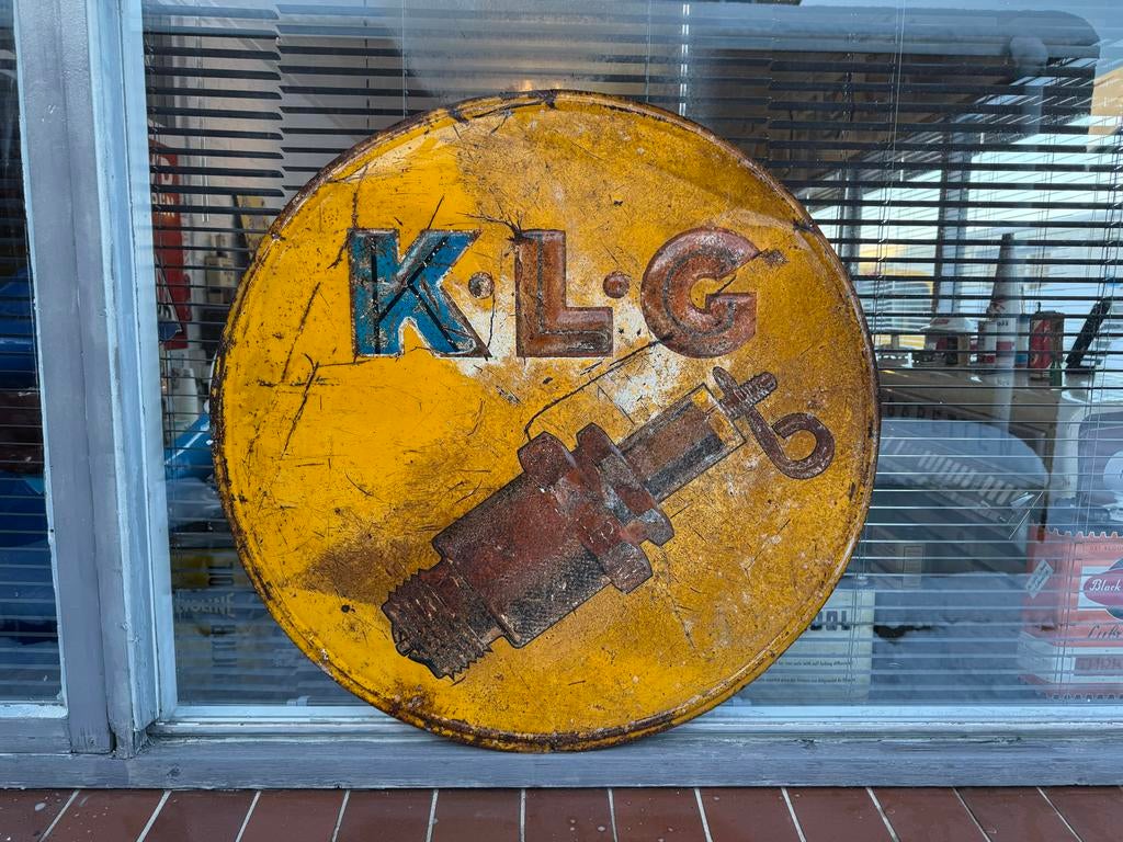 Vintage KLG Bougie Reclamebord XL, Ophalen
