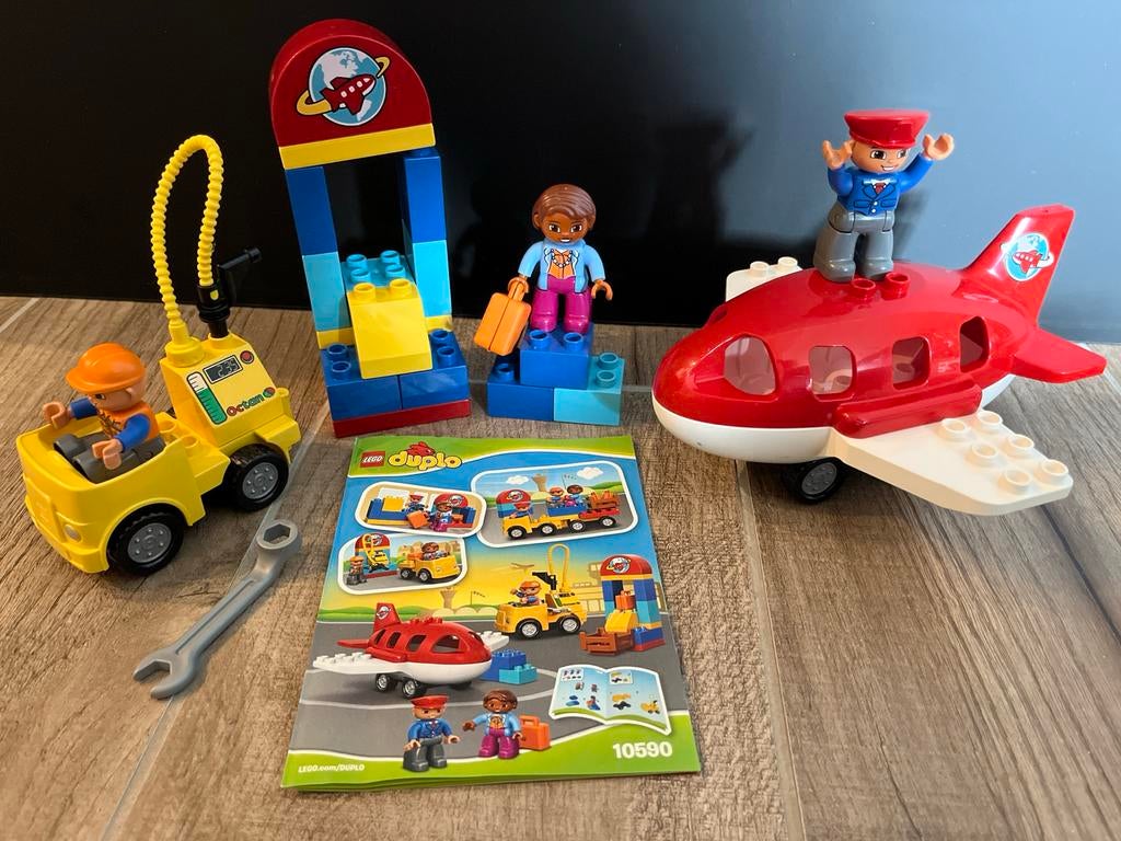 LEGO Duplo Vliegtuig en Tankstation Set 10590, Overige thema's, Ophalen of Verzenden, Zo goed als nieuw, Duplo