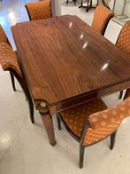 Tafel + 6 Stoelen - Art Deco - Palisander & Messing, Antiek en Kunst, Ophalen