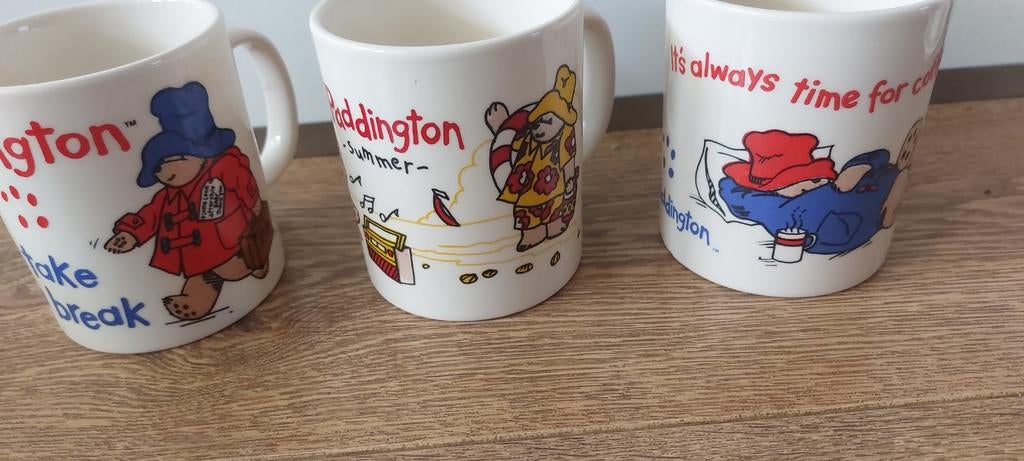 Paddington mokken 3×/vrolijke bekers, Ophalen of Verzenden, Zo goed als nieuw, Overige stijlen, Kop(pen) en/of Schotel(s)