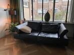 Zwarte leren bank, Ophalen, Gebruikt, 150 tot 200 cm, Driepersoons