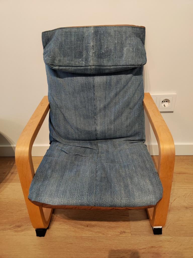 Ikea poang kinderstoel blauwe stoffen bekleding, Ophalen, Gebruikt, Blauw, Eén