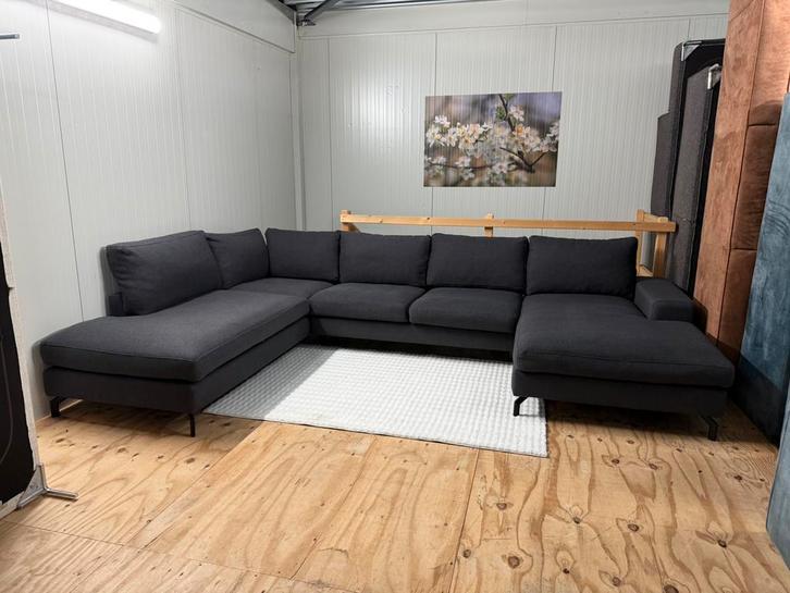 Montel Monza Hoekbank U-vorm antraciet | Incl levering, Huis en Inrichting, Banken | Bankstellen, Zo goed als nieuw, Hoekbank