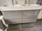 Gratis af halen: dubbele wastafel met onderkast - Grijs, Ophalen, 100 tot 150 cm, Zo goed als nieuw, Minder dan 100 cm