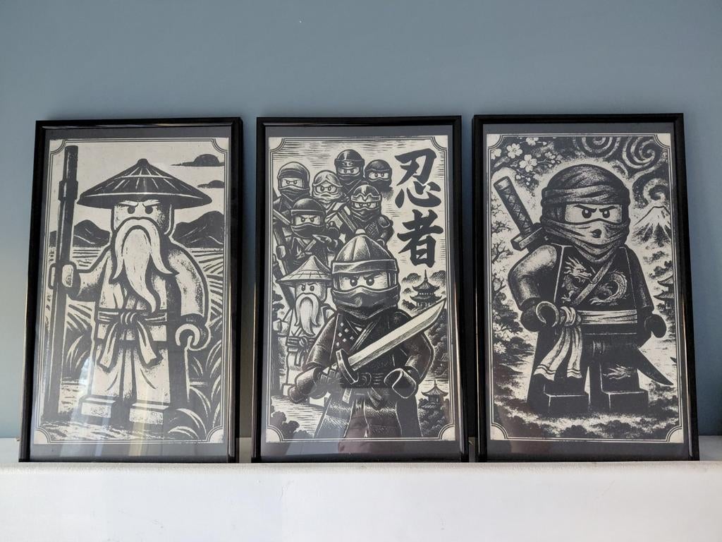 3 Luik Ninjago Shadows of the Dojo - Handgeschilderd, Ophalen of Verzenden