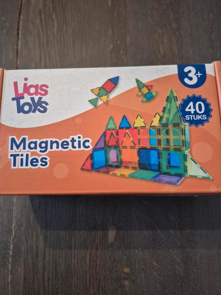 Lias Toys Magnetic Tiles - 40 stuks, Kinderen en Baby's, Speelgoed | Bouwstenen, Nieuw, Overige merken, Ophalen of Verzenden