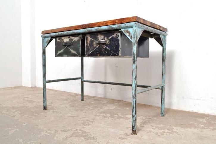Vintage industriële werkbank industrieel dressoir ladekast, Huis en Inrichting, Kasten | Ladekasten, Gebruikt, Minder dan 100 cm
